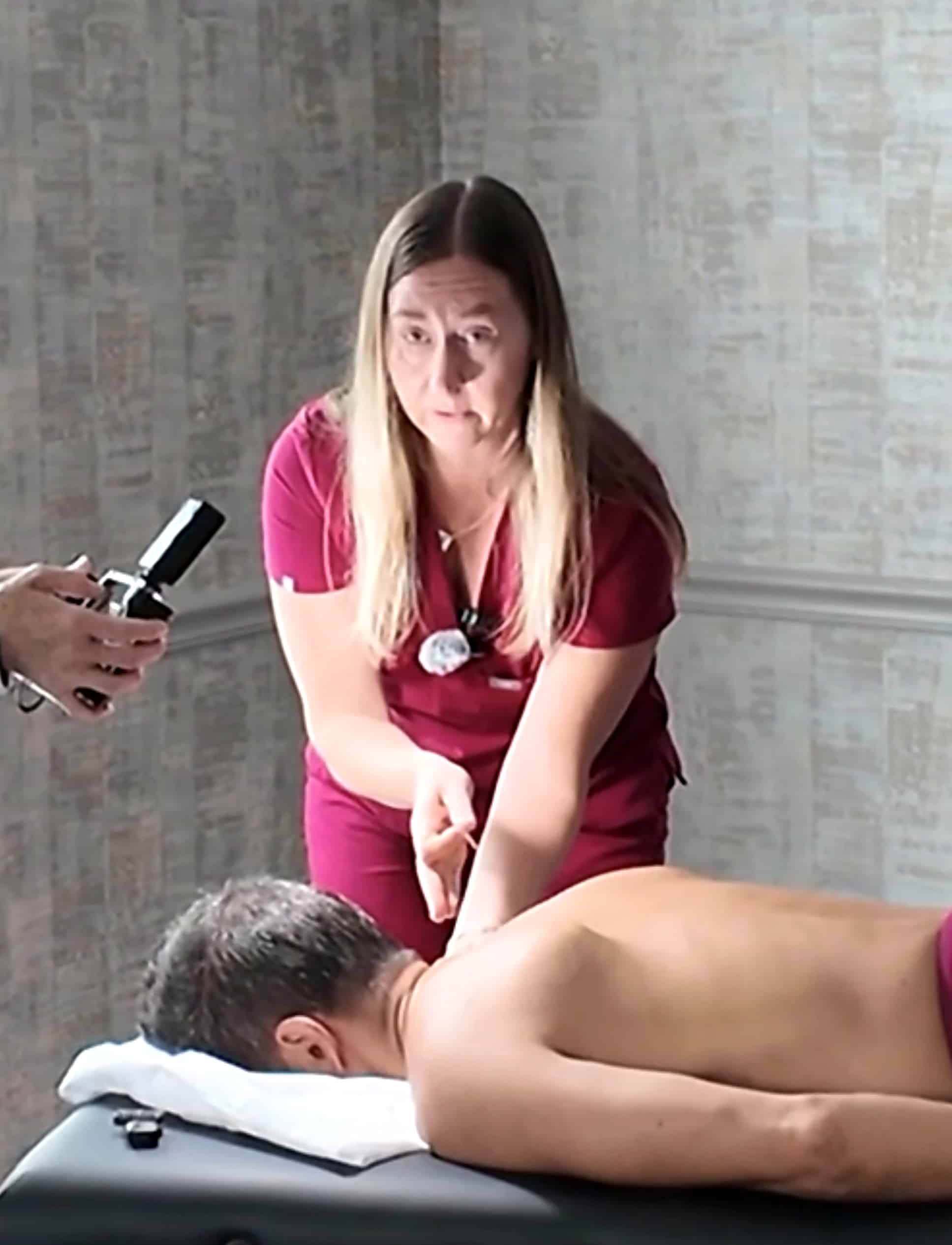 Lolane Glundal, L.Ac. demonstrating dry needling